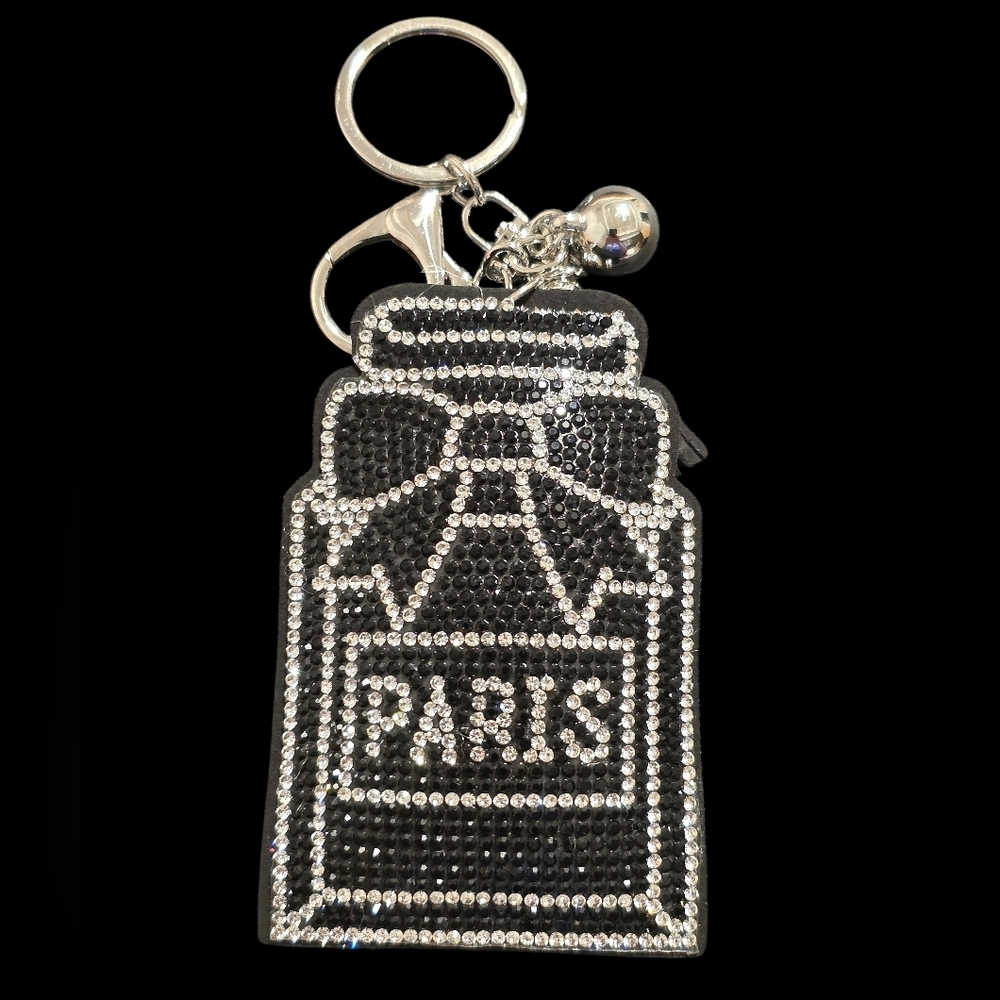 Paris Rhinestone Perfume Bag Charm Keychain